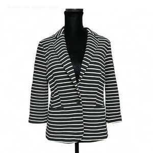 Banana Republic Black and Crème Blazer Nautical-Inspired Knit 4